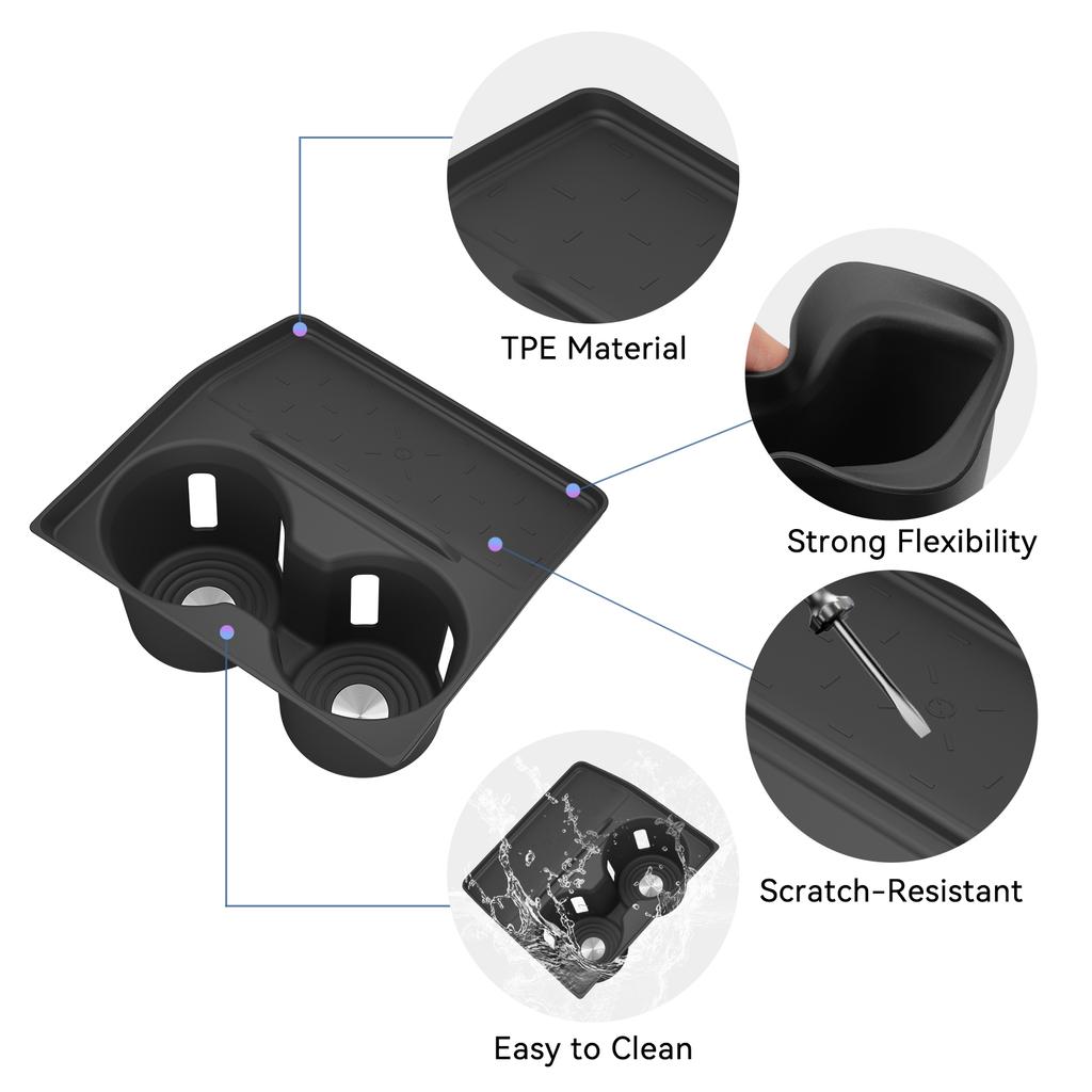 Smabee for Mazda CX-5 2026+ Center Console Cup Holder Shock-Absorbing Drinks Tray TPE Organizer Car Interior Accessories Black