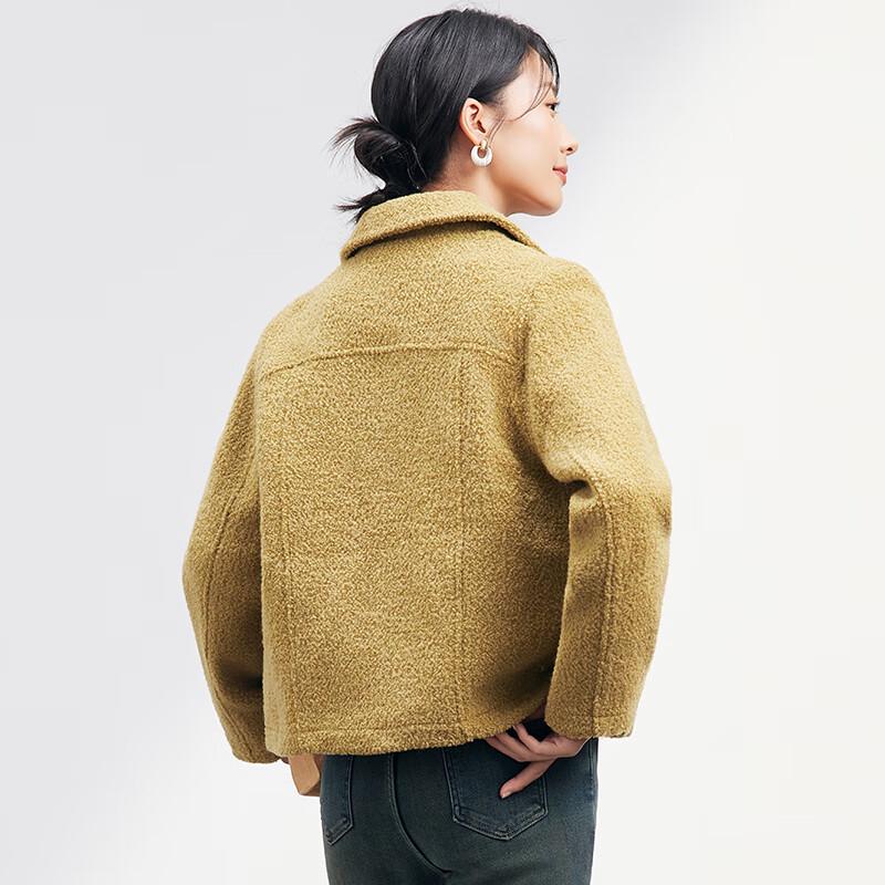 JOY SPEAKER Manteau d'hiver court en laine d'agneau pour femme