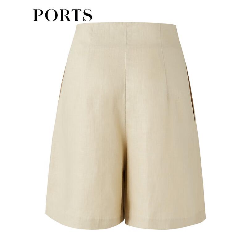 PORTS Women's Fawn Brown Linen Bermuda Shorts