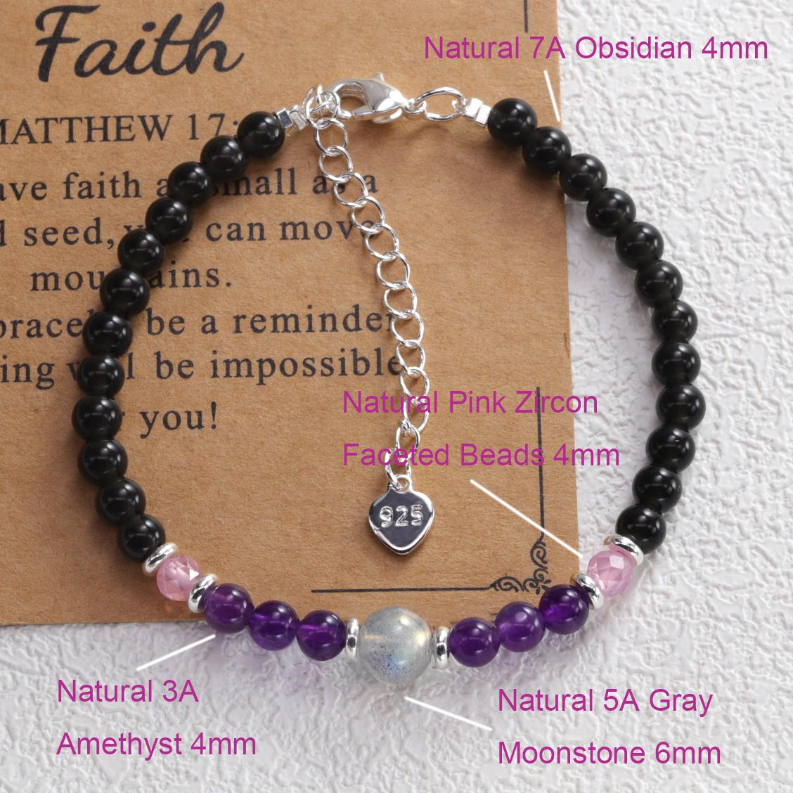 

PANJBJ 925 Sterling Silver Amethyst Bracelet For Women Peace Self-Love Healing Self-Love New Beginnings Jewelry Wholesale