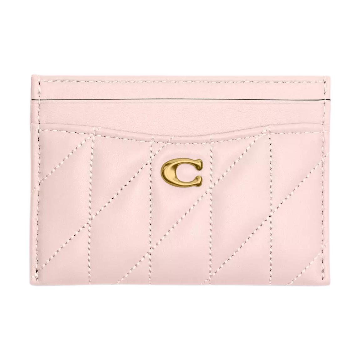Coach Essential 11 Quilted Metal Logo Leather Card Holder Women accessories Pink CM434-B4B5 Pink