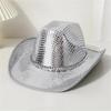 Disco Theme Cowboy Cap with Shining Sequins Cosplay Event Wide Brims Hat for Family Party Gathering Music Festival Props