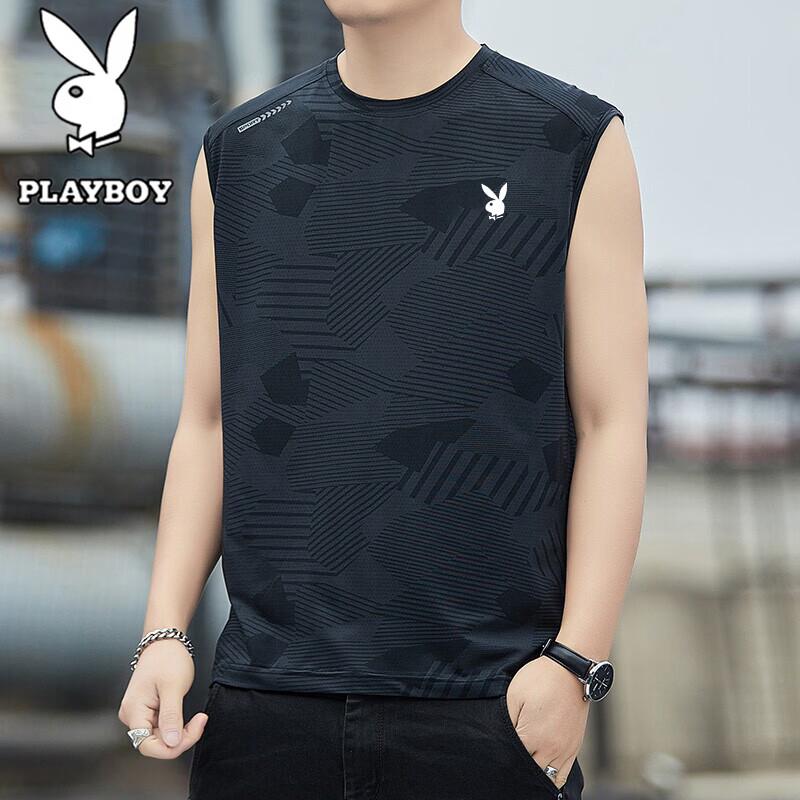 PLAYBOY Men's Summer Ice-Feel Quick-Dry Loose Sports Vest
