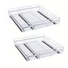 Expandable Pull Out Cabinet Organizer 3 Slide Rails Slide Out Drawer Roll Out Shelf Fix with Adhesive Screw White L and