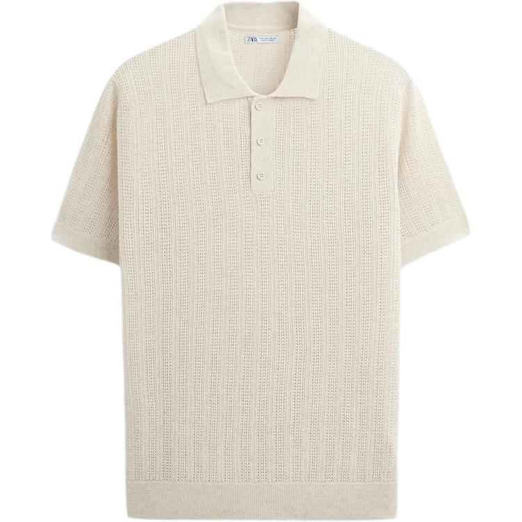 

Zara Рубашка поло Hollow Knit Slim Fit Мужская верхняя часть бежевая 3166303-710 M