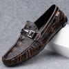 New Men's Shoes Crocodile Leather Loafers Genuine Leather Versatile Leather Shoes Four Seasons High-end Trendy Brand Casual Doudou Shoes Men's One