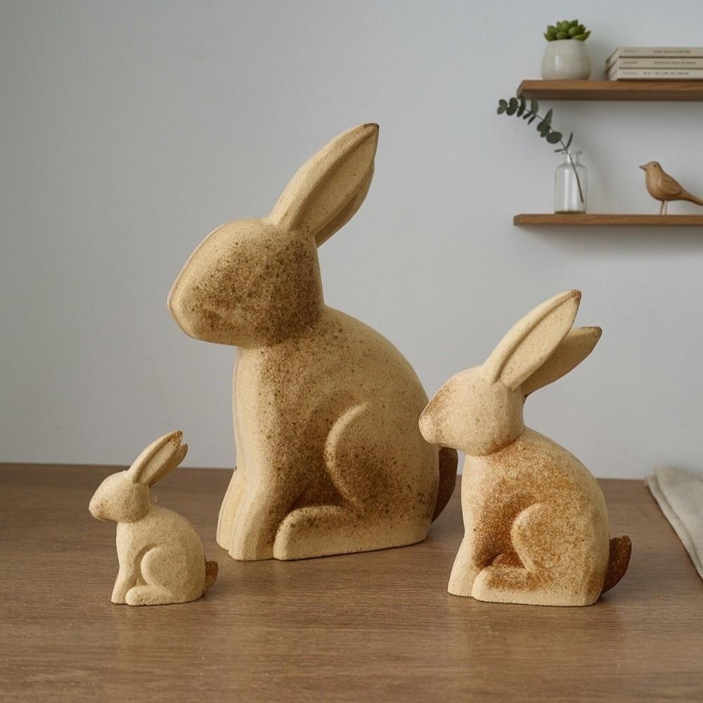 Hand-painted Unpainted Animal Figurine DIY Drawing Rooster Wooden Bunny Statue Vintage Cute Animal Egg Desktop Ornament