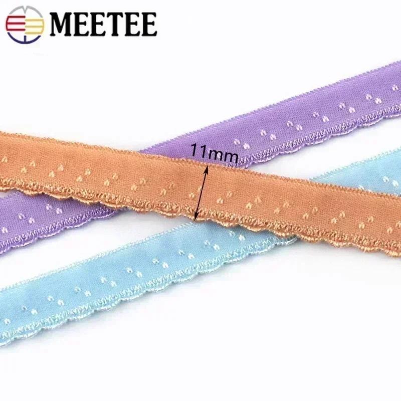 5/10/20M Meetee 11mm Cotton Elastic Band for Underwear Strap Stretch Webbing Tape Ribbon Double Layered Rubber Bands Accessories