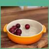 Round Ear Color Cool Double Baking Bowl 17cm Baked Rice Inventory Heart Plate Pizza Creative Ceramic Plate Snack Plates