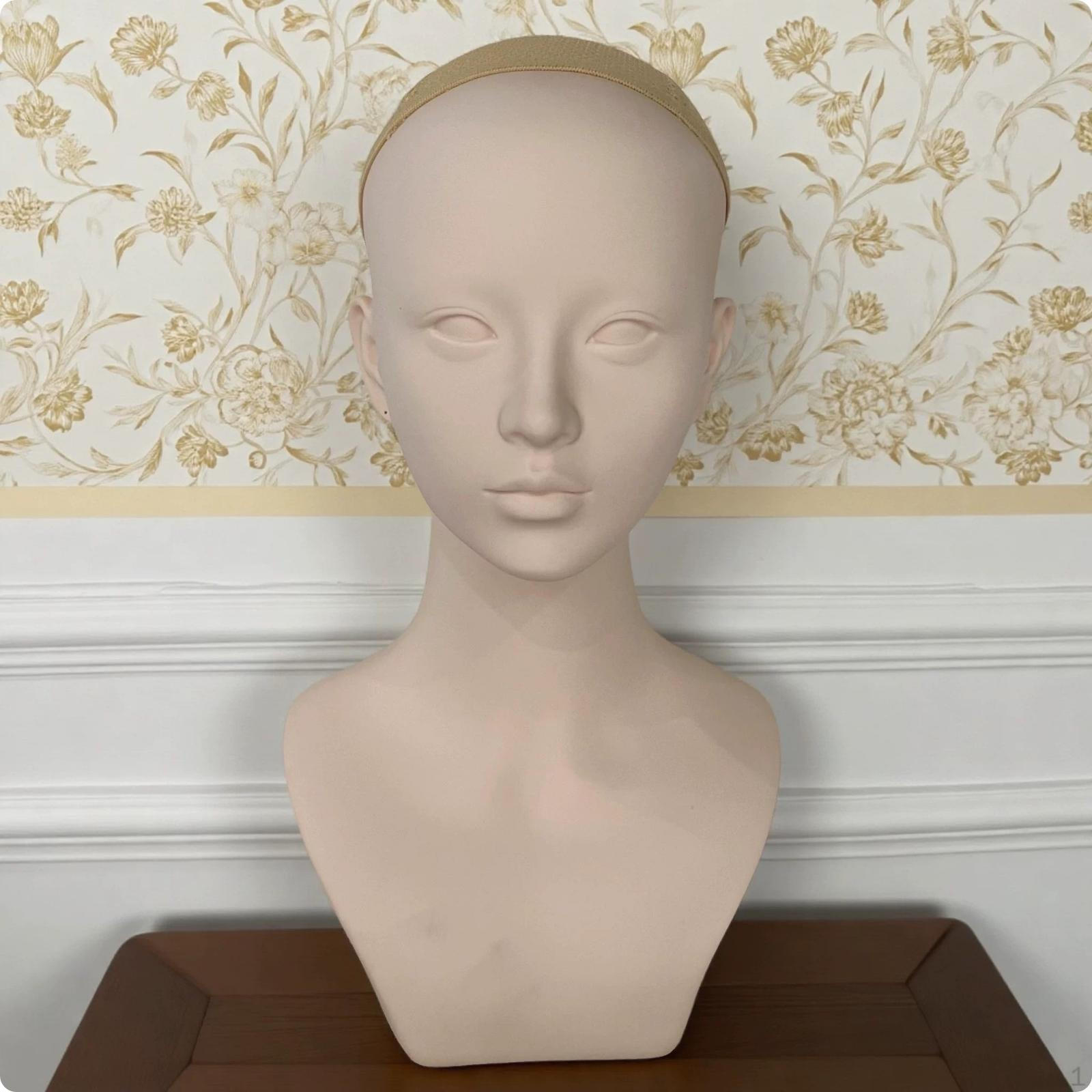 Mannequin Head Bust NoMakeup with Shoulders Smooth for Cosplay Styling