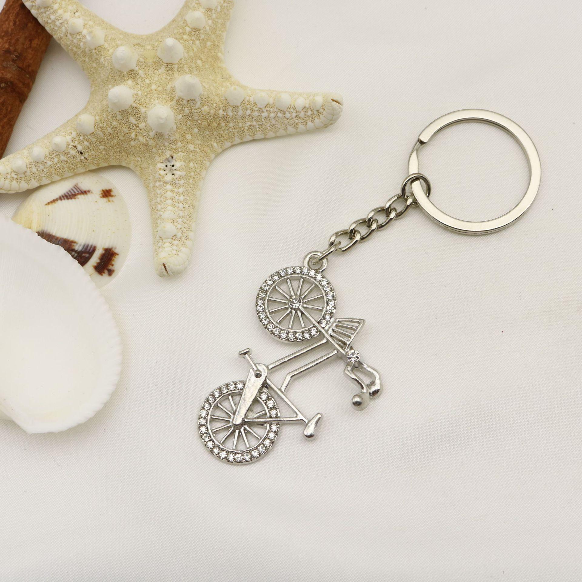 Elegant Rhinestone Bicycle Keychain Pendant