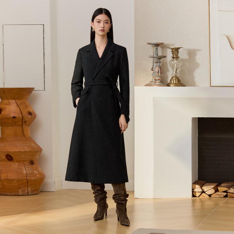 

ELLASSAY Women s Elegant Belted Long Wool Coat L