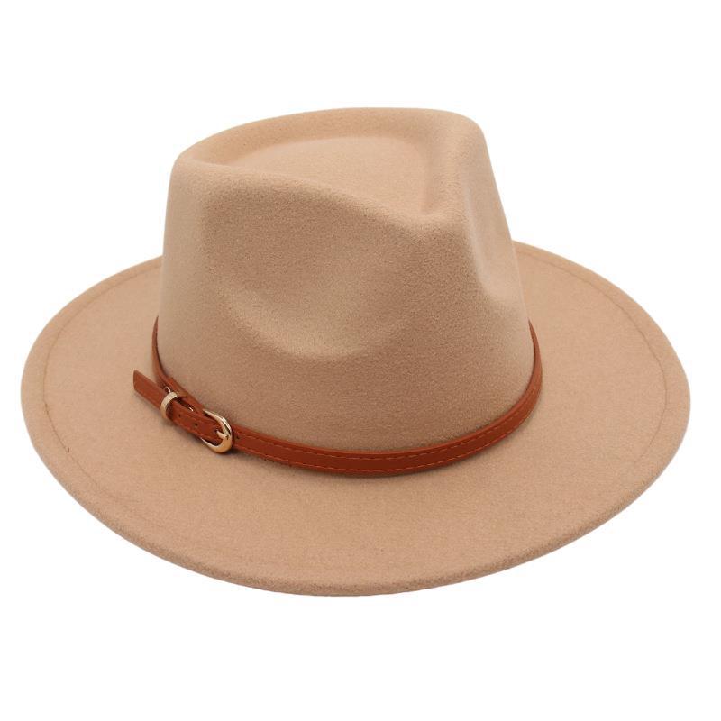 Top Hat Jazz Hat Men'S And Women'S Plush Felt Hat Wool Hat Belt Buckle Tide