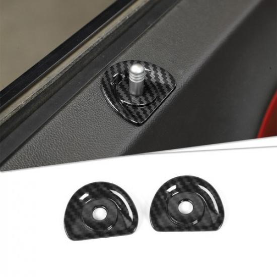 Interior Door Lock Pin Trim Cover Decor For Dodge Challenger 09-14 Carbon Fiber