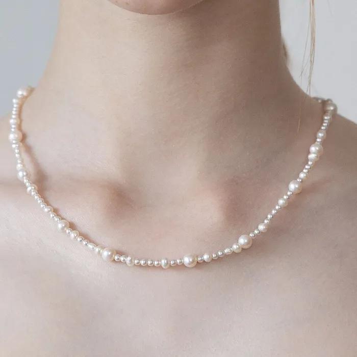 Freshwater Pearl Mix Line Necklace NZ2486