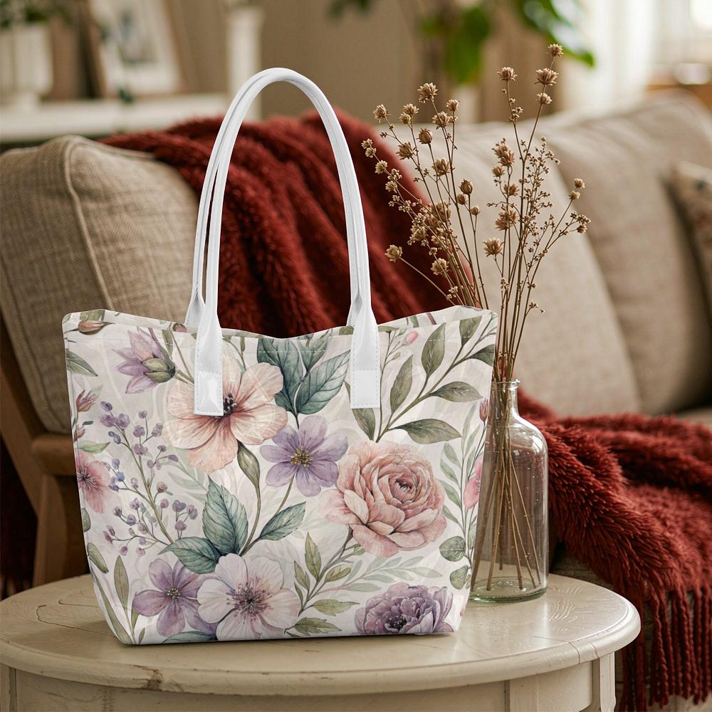 Vintage Floral Casual Shoulder Tote Bag for Daily Commute Shopping