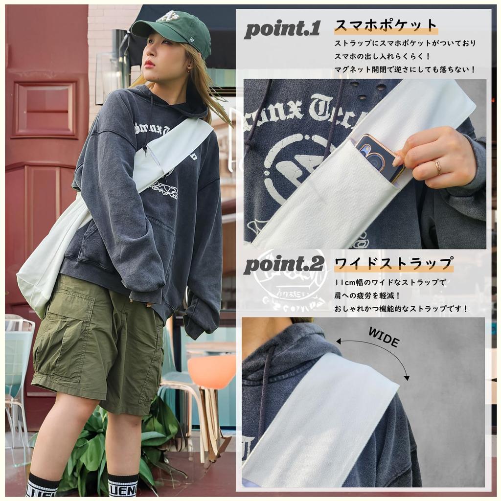 Canvas Shoulder Bag Large Capacity Smartphone Pocket Wide Strap No Shoulder Tires Simple Stylish One Night Two Days Tote Bag Unisex Men Women [yan7s]