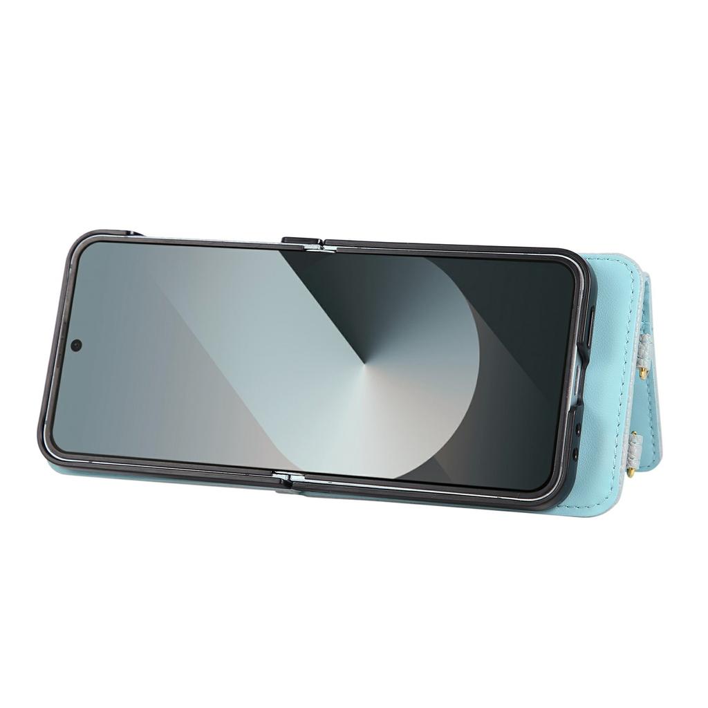 For Samsung Galaxy Z Flip7 FE 5G/Z Flip6 5G Case Kickstand Rhombus Leather+TPU Phone Cover with Shoulder Strap