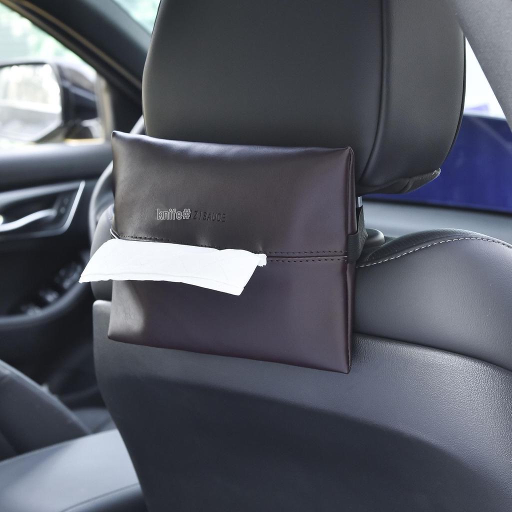 Japansk PU-läder Servetthållare: Mångsidigt Hängande Fodral för Vardagsrum, Badrum eller Bil