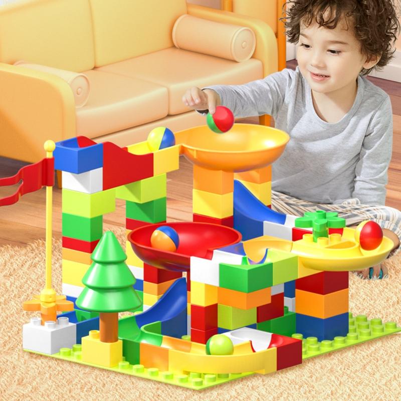 Marble Race Run Maze Ball Track Building Blocks 100PCS Funnel Slide Assemble Bricks Compatible Toy Christmas Gift