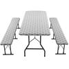 3 Pcs Picnic Table Cover Rectangle Outdoors Bench Set Polyester Waterproof Fitted Wood Grain Camping Party Decoration