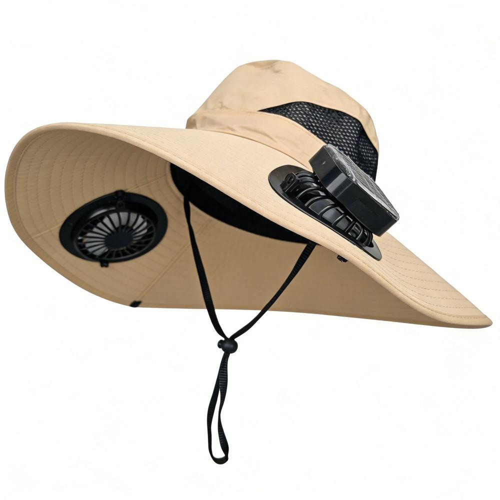 Dual Fan Summer Fan Visor Cap 3 Speeds Fishing Bucket Hat Convenient Solar Fan Hat Outdoor Travel
