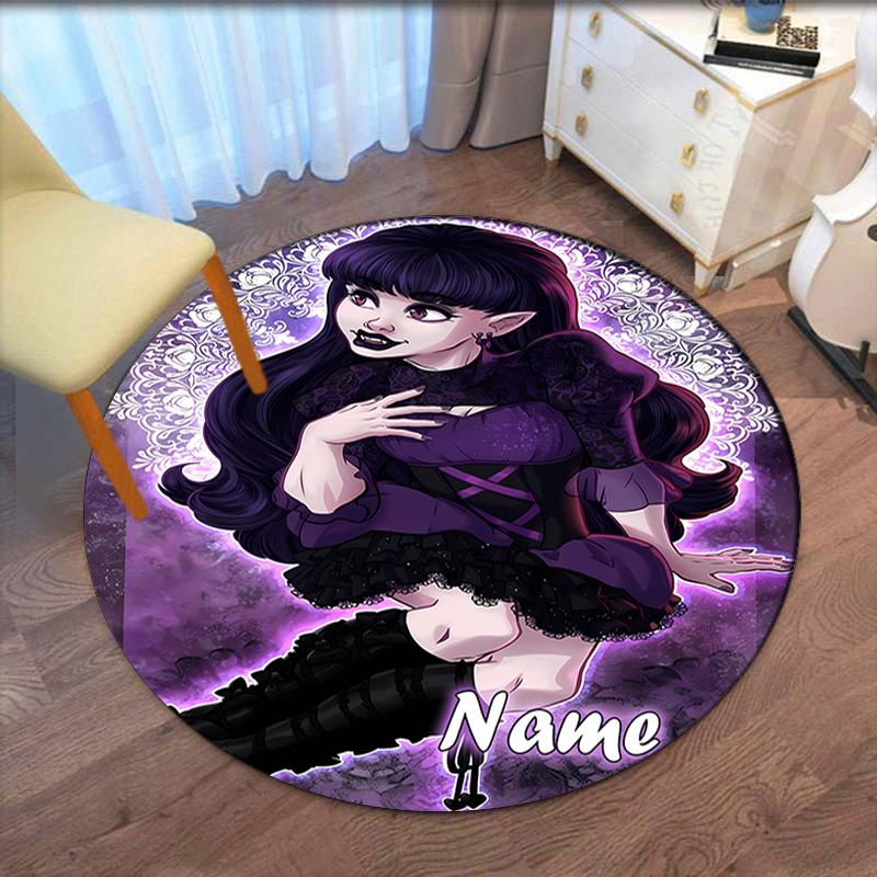 Custom Name Monster High Printed Round Rug Carpet Chair Rug Area Rug Entryway Doormats,for Office Chair Living Room Bedroom Kitchen Room.
