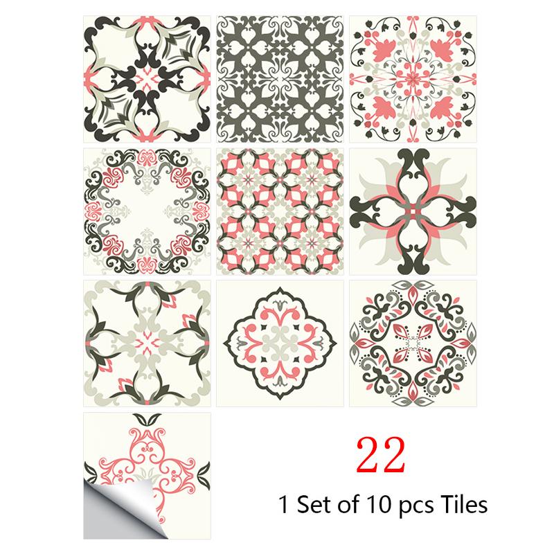 10 pezzi Adesivo da bagno Adesivo da parete Adesivo per piastrelle impermeabile Decalcomanie per piastrelle a forma di fiore Decorazione per la casa