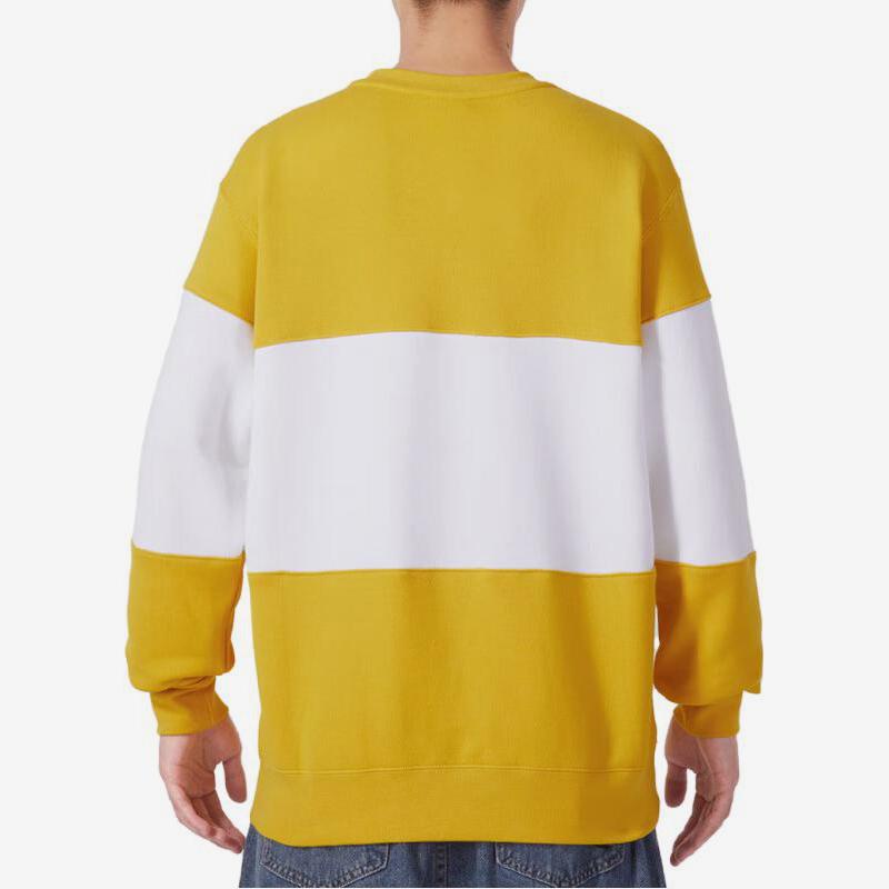 Nike Logo Print Color Block Casual Crew Neck Sweatshirt Men Tops Yellow FB7849-709