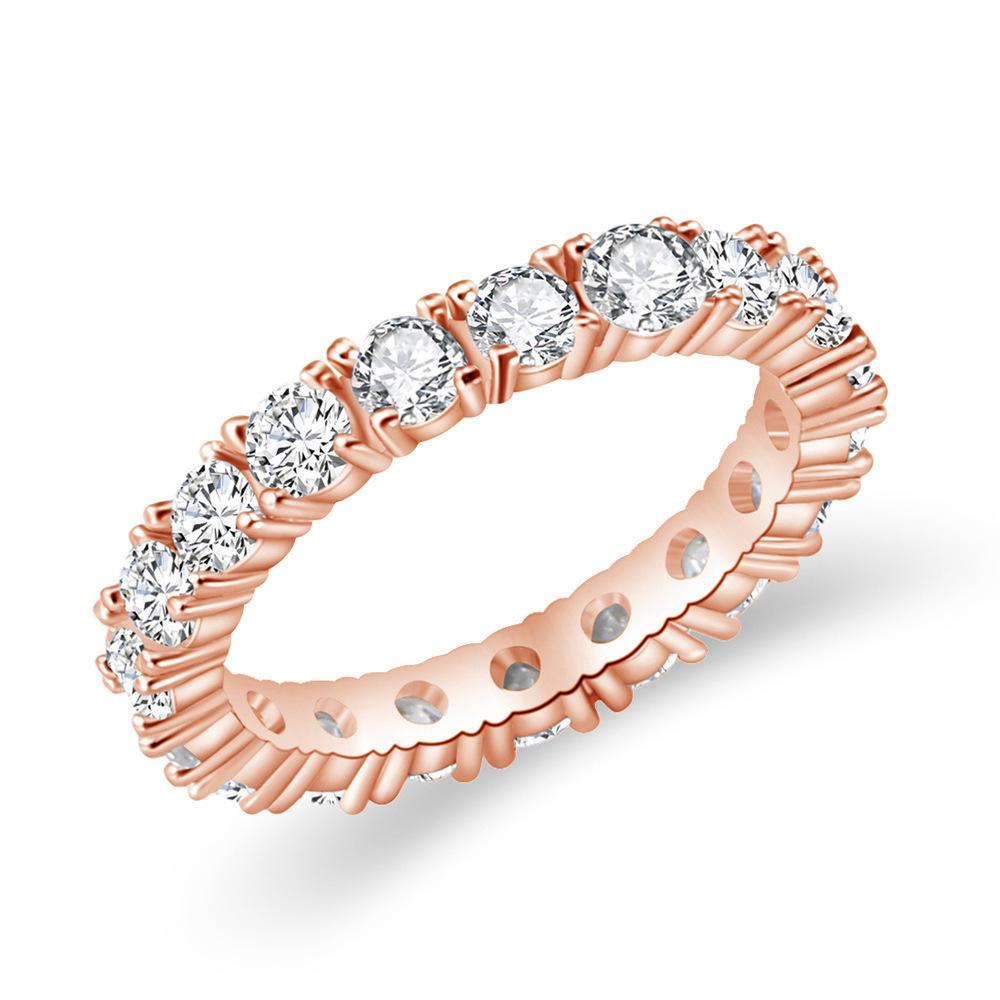 Anello Classico Pavé di Diamanti: Placcato Oro Bianco, Regalo Versatile e Lussuoso per San Valentino per Donne