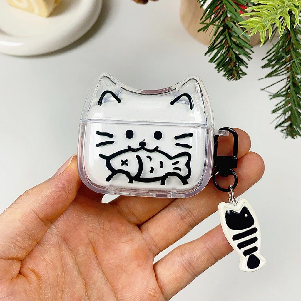 Cute cat holding fish for AirPods 1 earphone case cat ear 1/1 generation apple airpodspro1 protective case