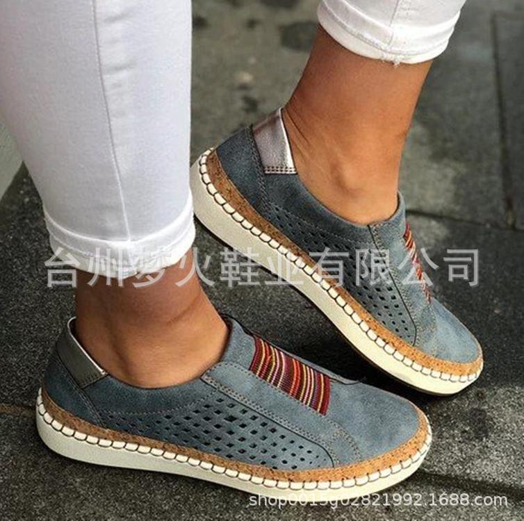 

Spring and Autumn Comfortable Flat Bottom Breathable Sleeve Foot Casual Round Head Single Shoes Women 43 синій
