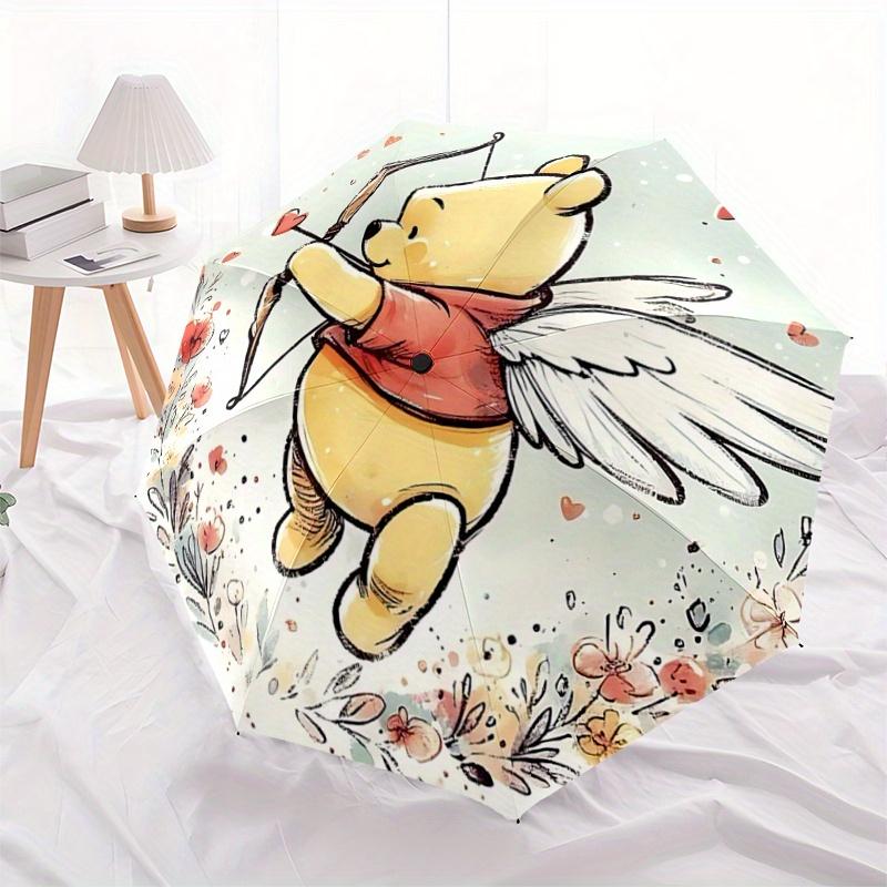 1pc Cupid Winnie the Pooh Automatic Open/CloseUmbrella-CuteUmbrella with Cute Design, Portable 3-Fold Compact Umbrella for Men & Women, Vale