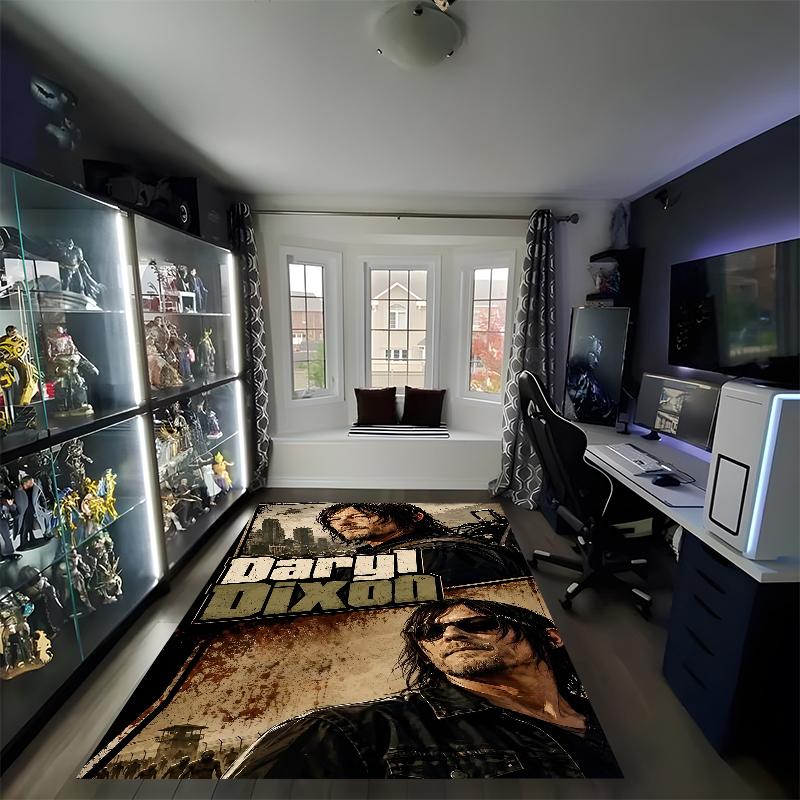 Daryl and Rick Printed Carpet, Rug for Office Chair Living Room Bedroom Kitchen Room Decor Gifts.