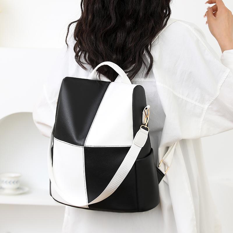 Large Capacity Commuter Women's Backpack Stitching Outdoor Travel Backpack Multi-Functional Shoulder Handbag