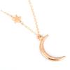 Moon Star Pendant Necklace Choker Necklace Gold Silver Long Chain Women Jewelry