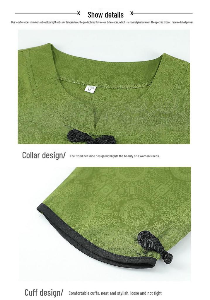 Stylish Summer Two-Piece Set for Elderly Women – Grandma's Mid-Sleeve Top & Fashionable Pants