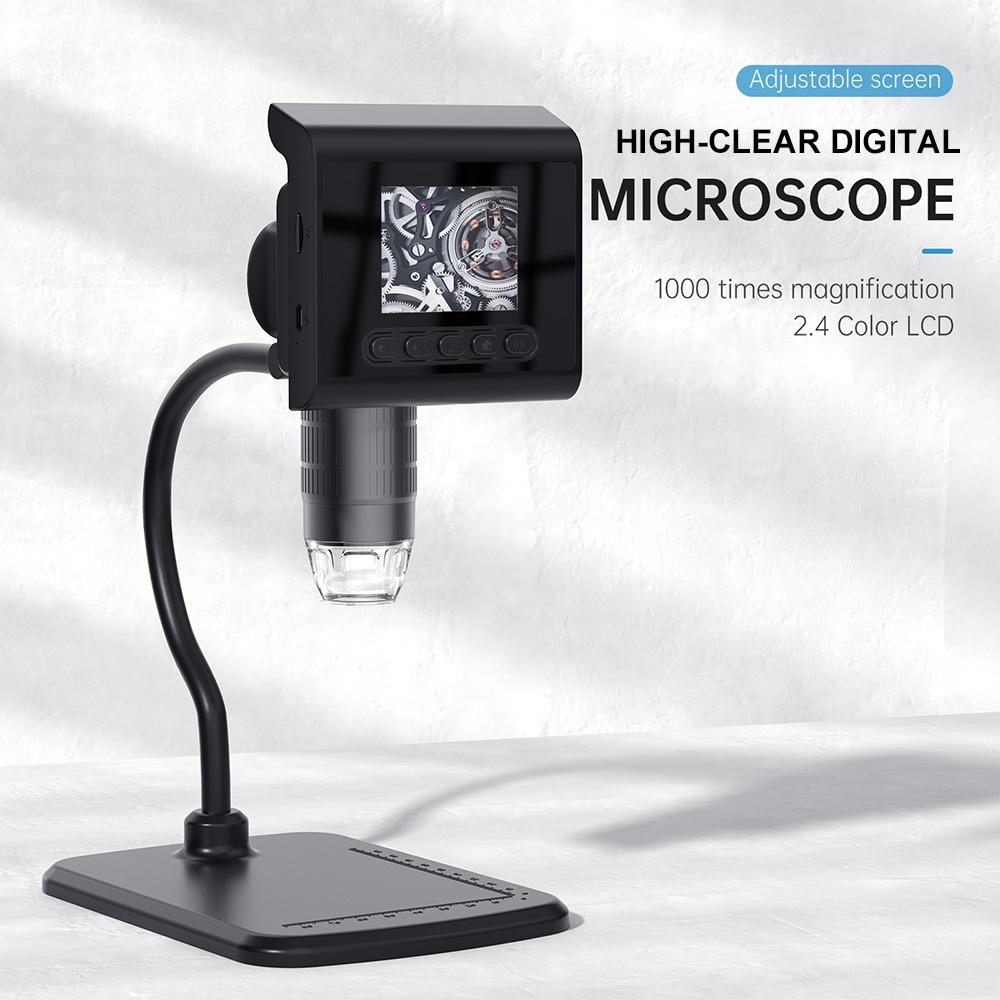 1080P High-Clear Digital Microscope with 2.4-inch Full Color LCD Screen, 1-1000x Continuous Zoom,