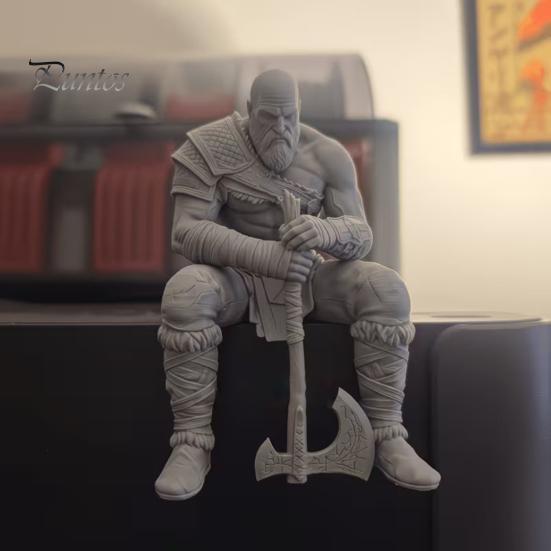 Room Decoration 3D Printed Warrior Statue, Nordic Mythology Figurine with Ornament Weapon, Collectible for Home Office Gaming