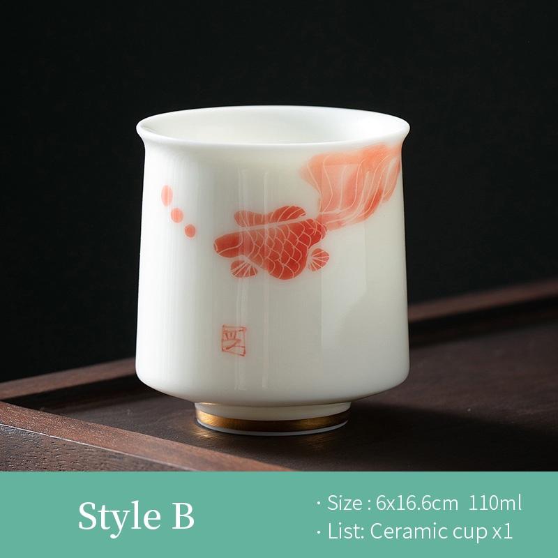 110ml Lamb Fat Jade Ceramic Tea Cup Hand Painted White Porcelain Kung Fu Tea Set