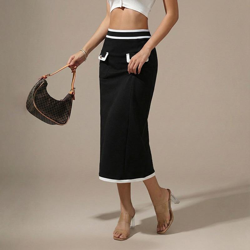 VEZFAA Women's Colour Block Print Casual Summer Spring Skirts
