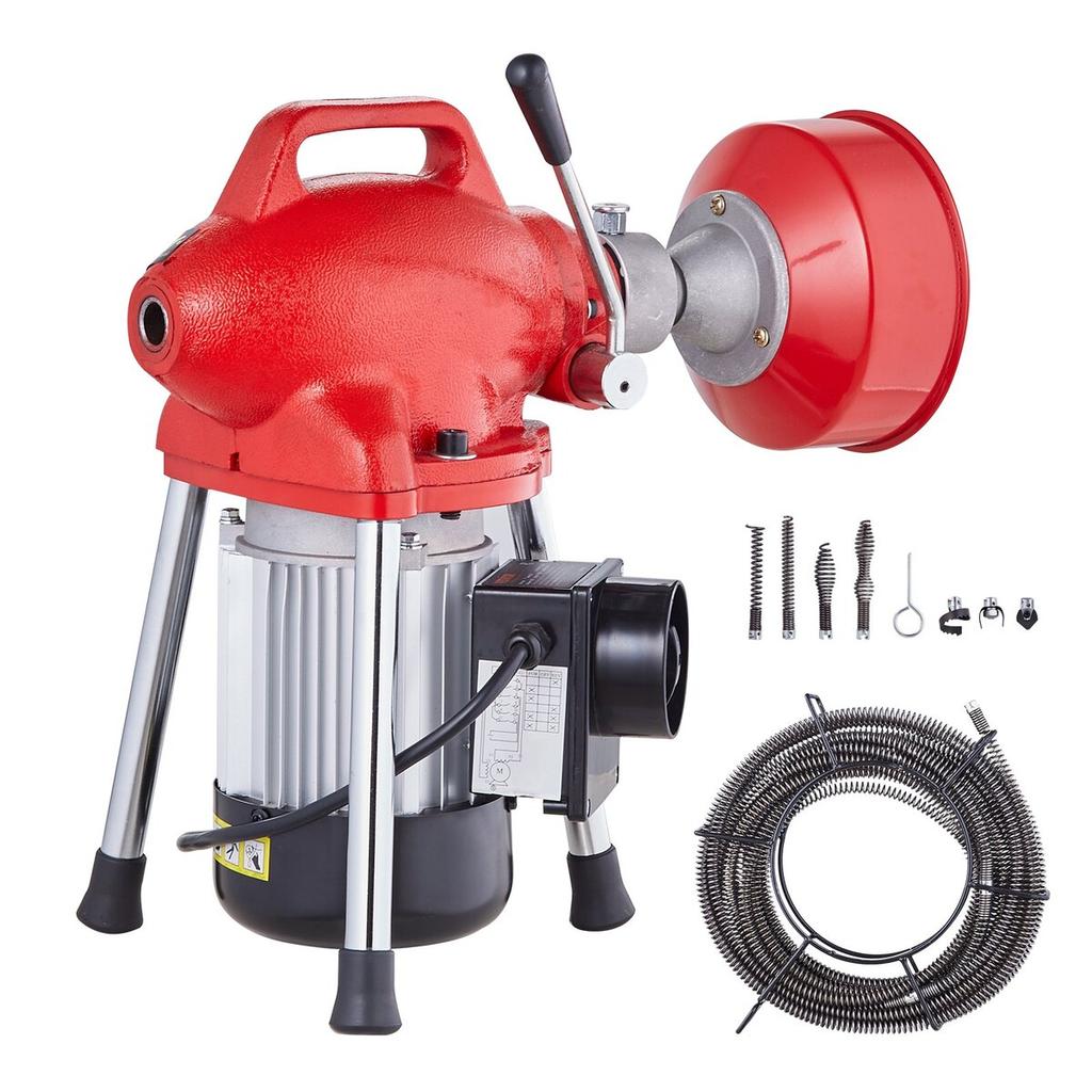Drain Cleaner Machine 66FT x 5/8In 250W Sectional Snake Auger Manual Feed
