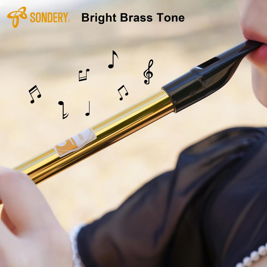 Sondery Tin Whistle, Brass, C Key, Gold