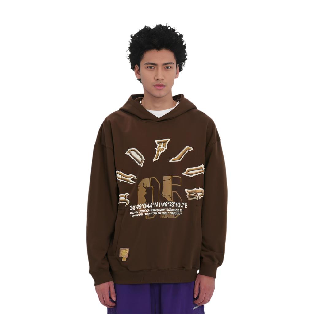 Li Ning Sports Basketball Series Printed Letter Pullover Fleece Warm Long Sleeve Sweatshirt Unisex Sweatshirt Brown AWDT085-2