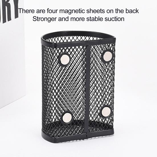 Black Mesh Pencil Cup Holder Large Capacity Multipurpose Magnetic Makeup Brush Holder