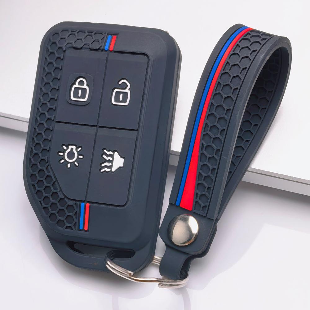 Honeycomb Silicone Key Fob Strap for Volvo New FM FH Truck FH16 Honeycomb Texture Racing Stripe Detachable Keychain Holder Shockproof