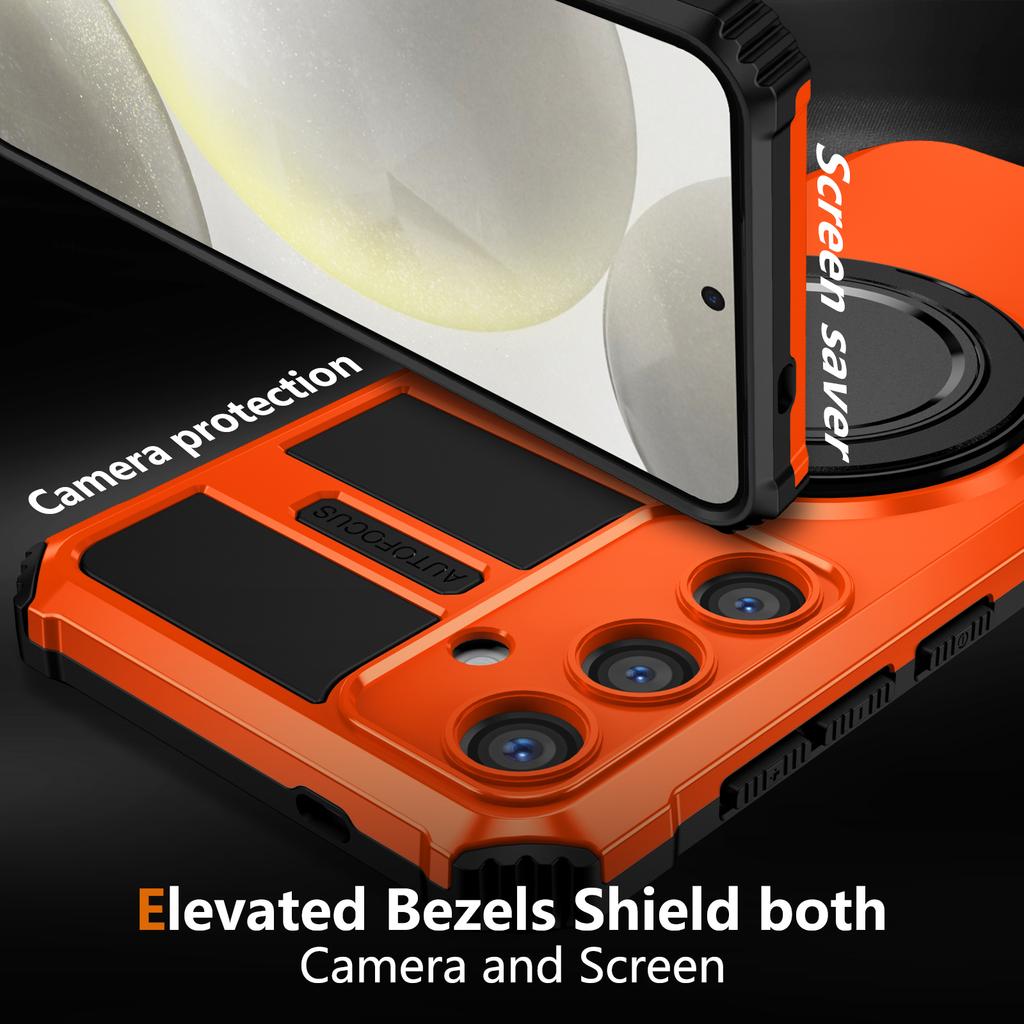 For Samsung Galaxy S24 Case Compatible with MagSafe Rotary Kickstand Anti-Drop TPU+PC Phone Cover