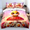 Whimsical Mushroom With Flowers Print Bedding Set 1 Duvet Cover 2 Pillowcases For Adult And Children Luxury Gift Full Size