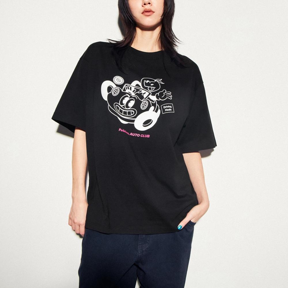 Uniqlo Graphic Print Loose Fit Crew Neck Short Sleeve T-Shirt Unisex Tops Black UQ459202000