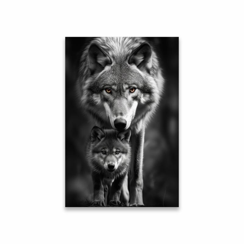 Black and White Cub Prints Modern Wild Animal Poster Colorful Tiger Wolf Canvas Painting Large Living Room Bedroom Home Decor